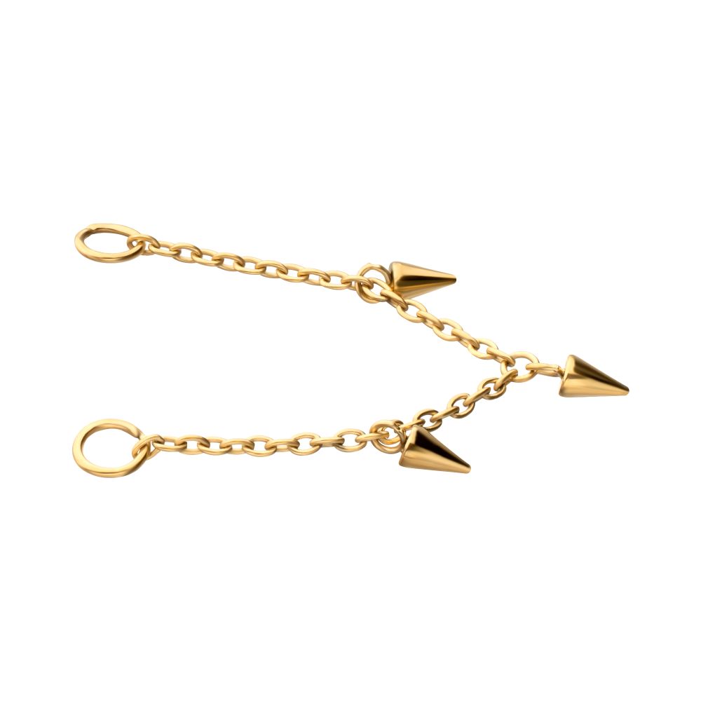 24Kt Gold PVD Titanium Triple Spike Rolo Chain Dangle