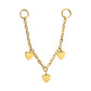 24Kt Gold PVD Titanium Triple Heart Rolo Chain Dangle