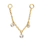 24Kt Gold PVD Titanium Triple Round Floating CZ Gem Rolo Chain Dangle