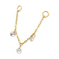 24Kt Gold PVD Titanium Triple Round Floating CZ Gem Rolo Chain Dangle