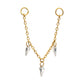 24Kt Gold PVD Titanium Triple Kite Floating CZ Gem Rolo Chain Dangle