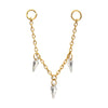 24Kt Gold PVD Titanium Triple Kite Floating CZ Gem Rolo Chain Dangle