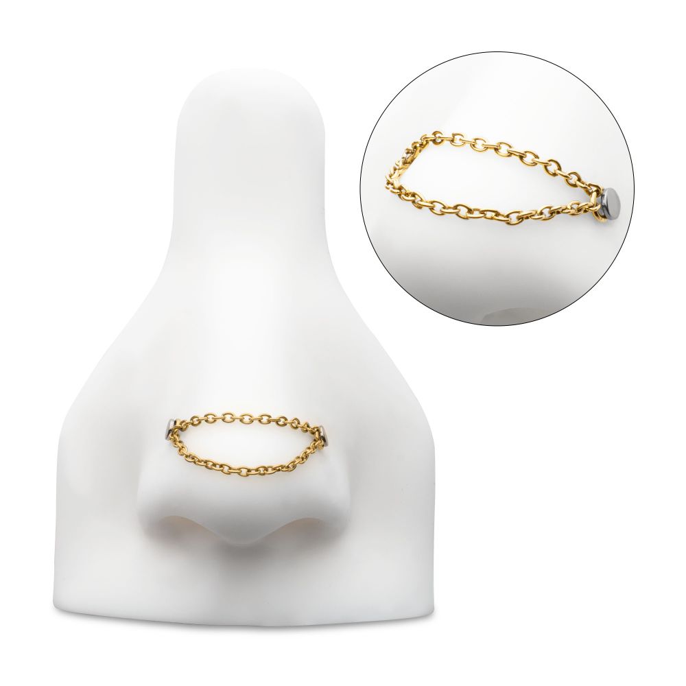 24Kt-Gold PVD Titanium 2 Tier Rolo Chain with Ring