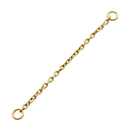24Kt Gold PVD Titanium 1.5mm Rolo Chain with 2 Rings