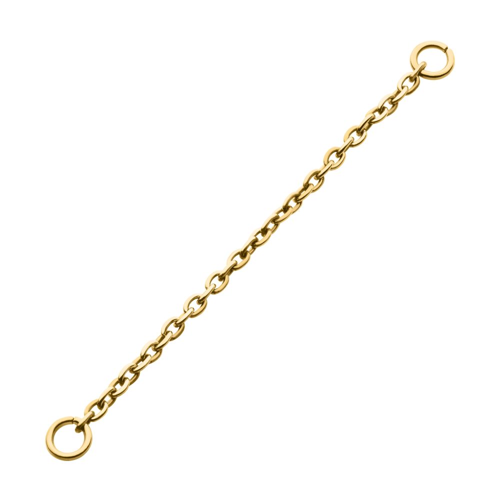 24Kt-Gold PVD Titanium 1.5mm Rolo Chain with 2 Rings