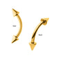 24KT Gold PVD Titanium Internally Threaded Spike End Curved Barbell