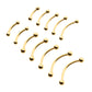 24KT Gold PVD Titanium Internally Threaded Curved Barbell