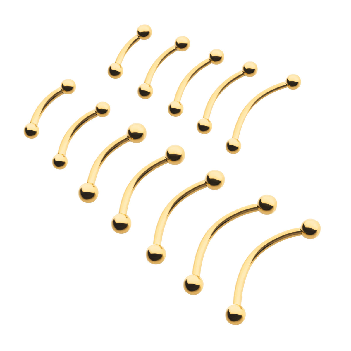 24KT Gold PVD Titanium Internally Threaded Curved Barbell