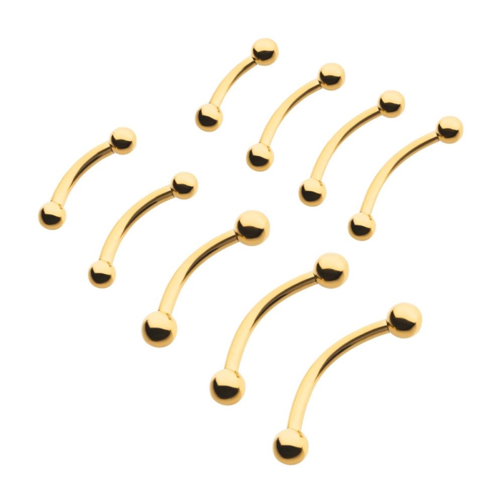 24KT Gold PVD Titanium Internally Threaded Curved Barbell
