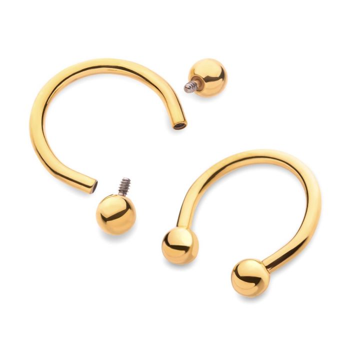 24KT Gold PVD Titanium Internally Threaded Circular Barbell