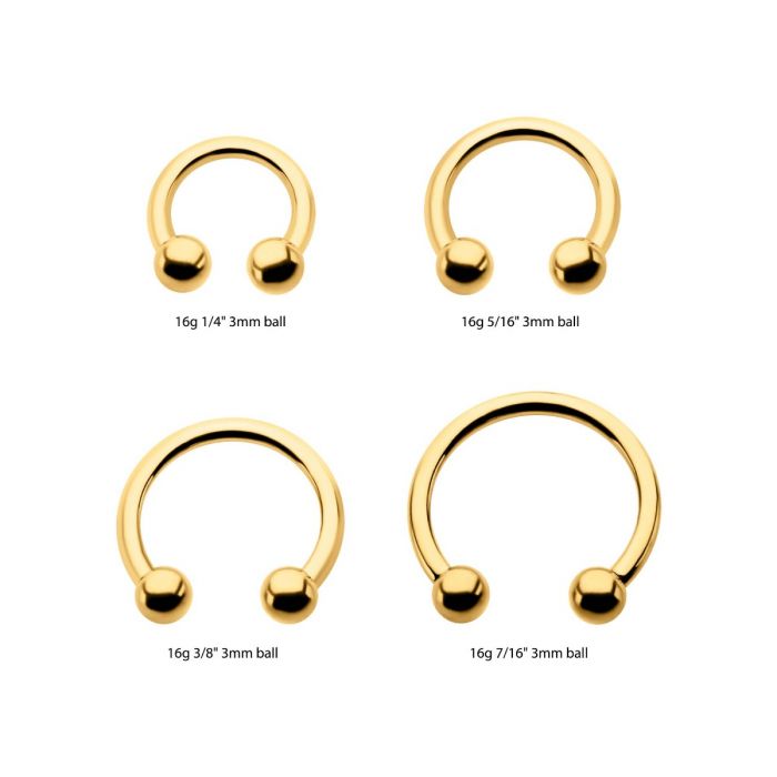 24KT Gold PVD Titanium Internally Threaded Circular Barbell