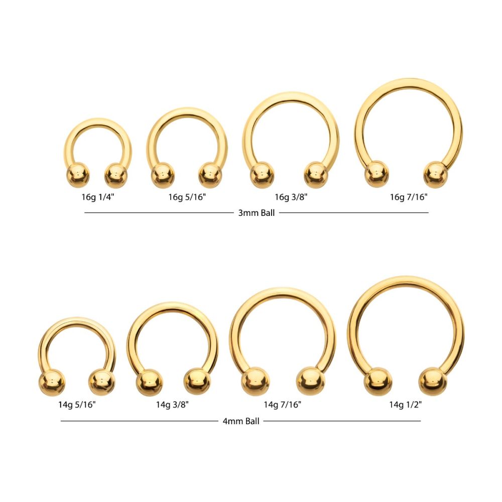 24KT-Gold PVD Titanium Internally Threaded Circular Barbell