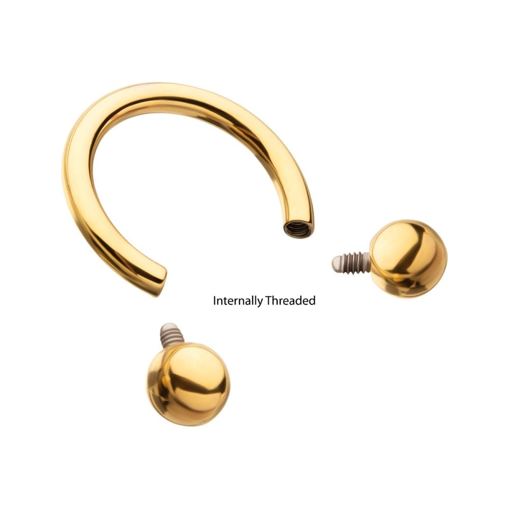 24KT-Gold PVD Titanium Internally Threaded Circular Barbell