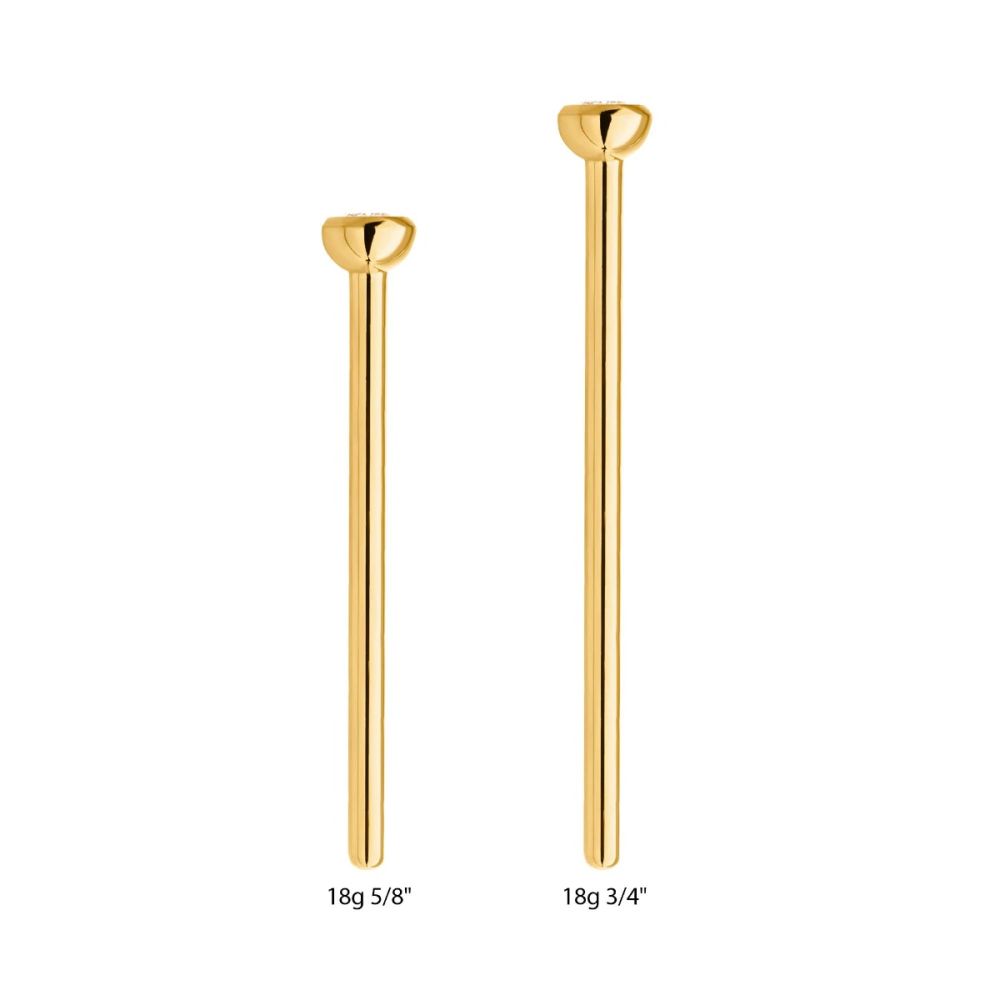 24Kt-Gold PVD Titanium Bezel Set CZ Nose Pin