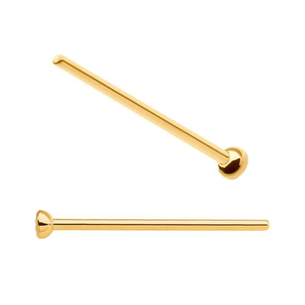24Kt-Gold PVD Titanium Bezel Set CZ Nose Pin
