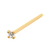 24KT Gold PVD Titanium 4-Prong Set Gem Nose Pin