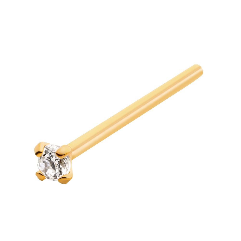 24KT Gold PVD Titanium 4-Prong Set Gem Nose Pin