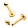 24KT Gold PVD Titanium Internally Threaded Labret with 4mm Base and 3mm Ball