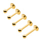 24KT Gold PVD Titanium Internally Threaded Labret with 4mm Base and 3mm Ball