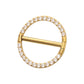 24Kt Gold PVD Titanium CNC Set Gem Nipple Clicker Ring | Sold by piece