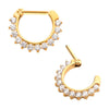 24KT Gold PVD Titanium Pave Set Clear CZ Cluster Septum Clicker