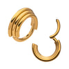 24KT-Gold PVD Titanium Triple Stacked Side Facing Hinged Segment Clicker