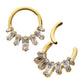 24Kt Gold PVD Titanium 7-Baguette Prong Set Gem Fan Front Facing Hinged Segment Clicker