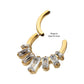 24Kt Gold PVD Titanium 7-Baguette Prong Set Gem Fan Front Facing Hinged Segment Clicker