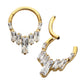 24Kt Gold PVD Titanium 7-Baguette Prong Set Gem Cluster Front Facing Hinged Segment Clicker