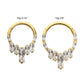 24Kt Gold PVD Titanium 7-Baguette Prong Set Gem Cluster Front Facing Hinged Segment Clicker