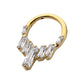 24Kt Gold PVD Titanium 7-Baguette Prong Set Gem Cluster Front Facing Hinged Segment Clicker