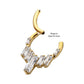 24Kt Gold PVD Titanium 7-Baguette Prong Set Gem Cluster Front Facing Hinged Segment Clicker