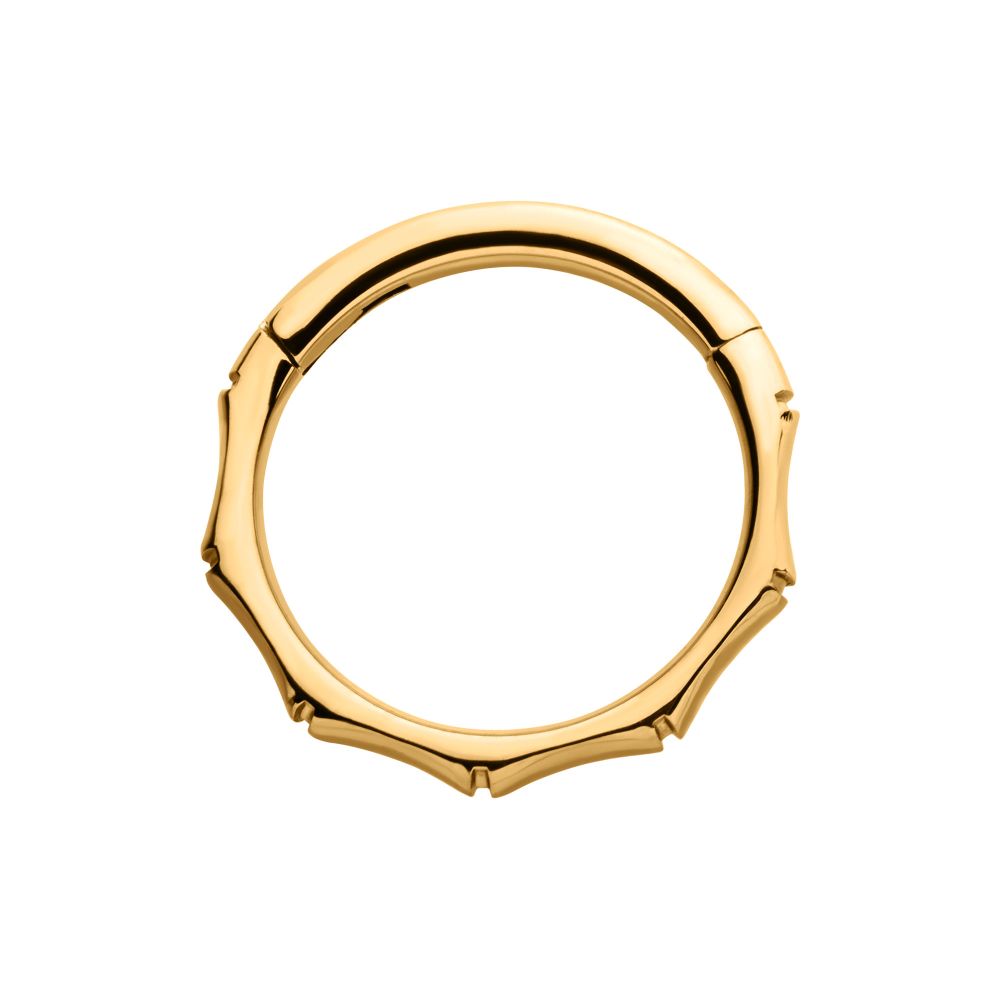 24Kt Gold PVD Titanium Bamboo Design Side Facing Hinged Segment Clicker