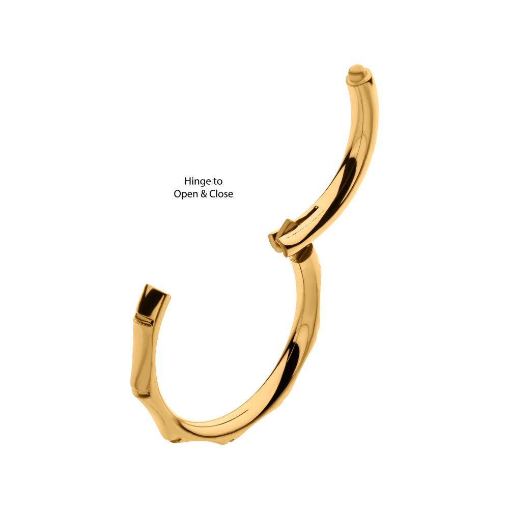 24Kt Gold PVD Titanium Bamboo Design Side Facing Hinged Segment Clicker