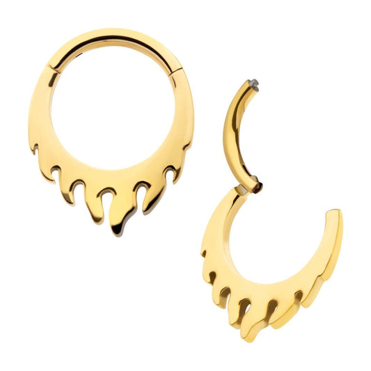 24Kt Gold PVD Titanium Flame Front Facing Hinged Segment Clicker