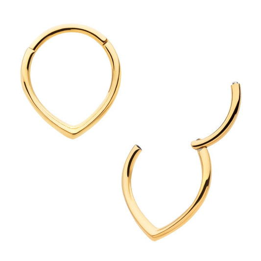 24Kt Gold PVD Titanium Teardrop  Hinged Segment Clicker