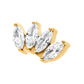 24Kt Gold PVD Titanium Internally Threaded with Prong Set Marquise CZ 4-Cluster Top