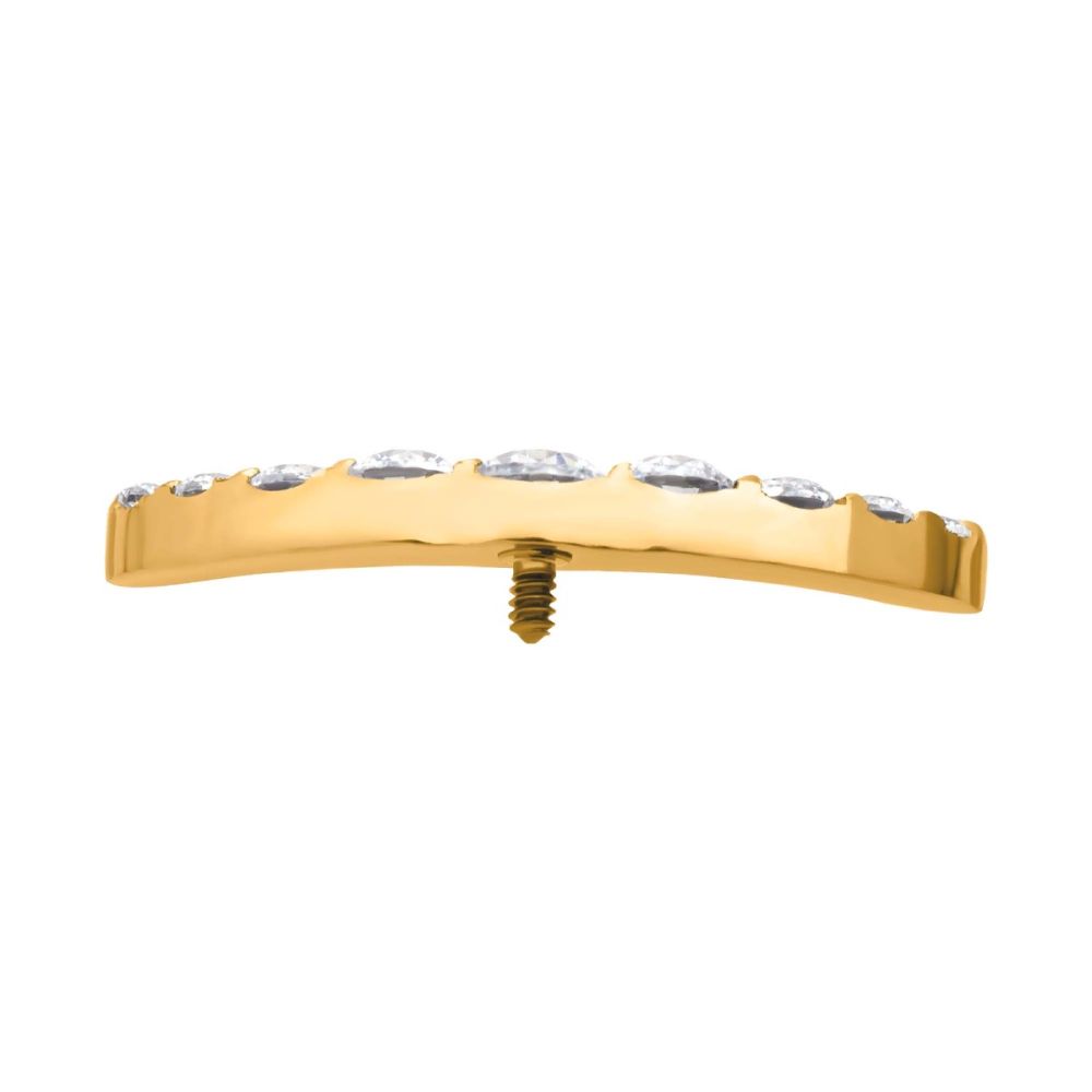 24Kt Gold PVD Titanium Internally Threaded with Prong Set Round CZ 9-Cluster Top