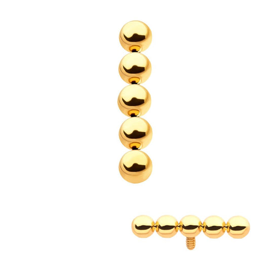 24Kt Gold PVD Titanium Internally Threaded 5-Bead Cluster Top