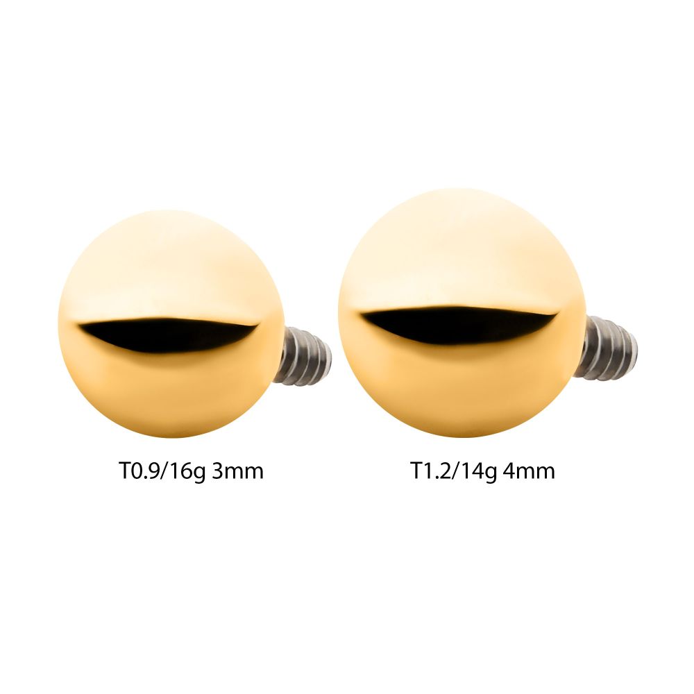 24KT Gold PVD Titanium Internally Threaded with Ball Top