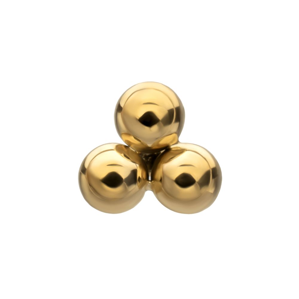 24Kt Gold PVD Titanium Internally Threaded Trinity Ball Top