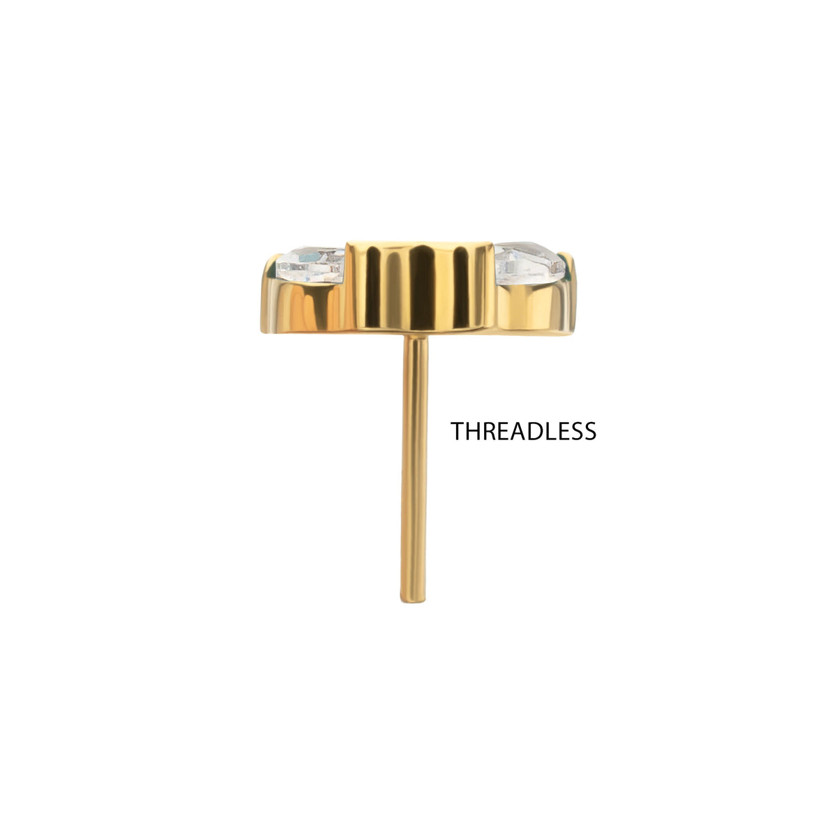 24Kt Gold PVD Titanium Threadless Prong Set 3-Marquise Gem Fan Cluster Top
