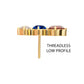 24Kt Gold PVD Titanium Threadless Triple Cluster Prong Set Gem Top