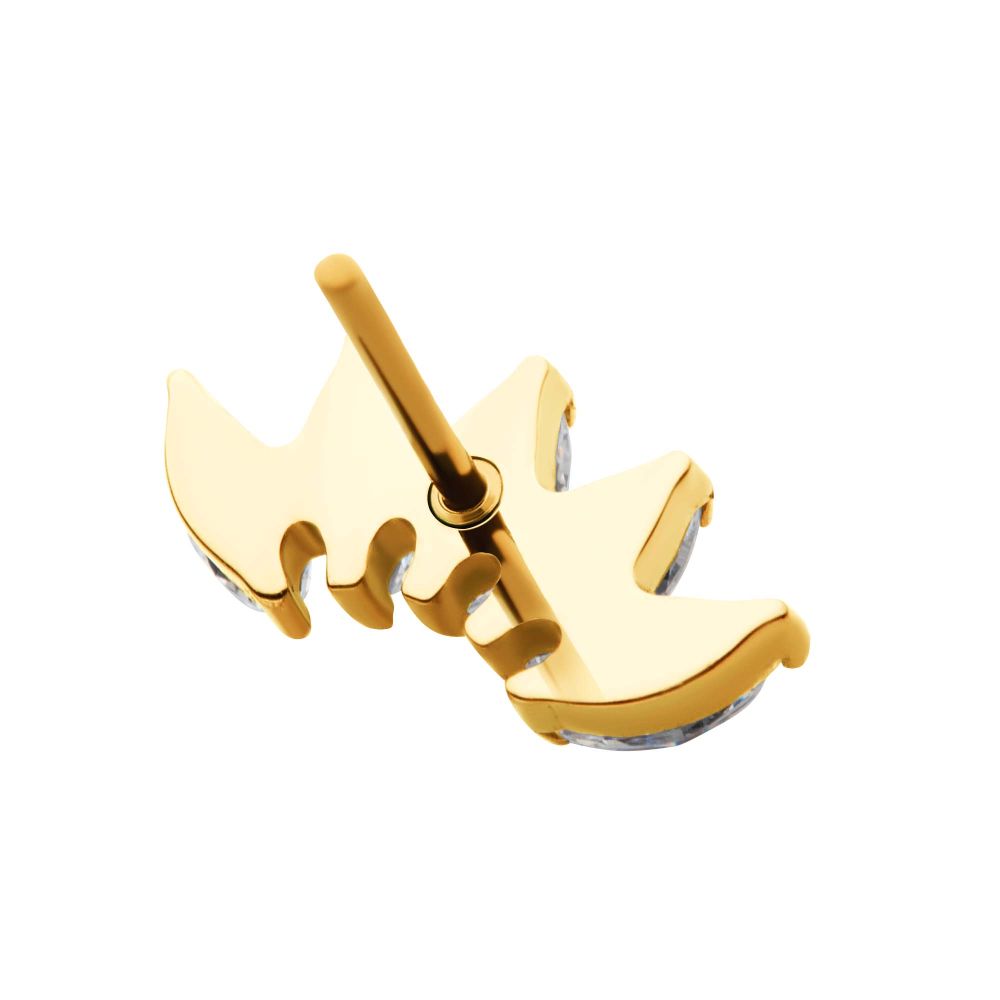 24Kt Gold PVD Titanium Threadless with Prong Set Marquise CZ 5-Cluster Top