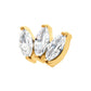 24Kt Gold PVD Titanium Threadless with Prong Set Marquise CZ 3-Cluster Top