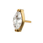 24KT Gold PVD Titanium Threadless Double V-Prong 4mm Marquise CZ Gem Top