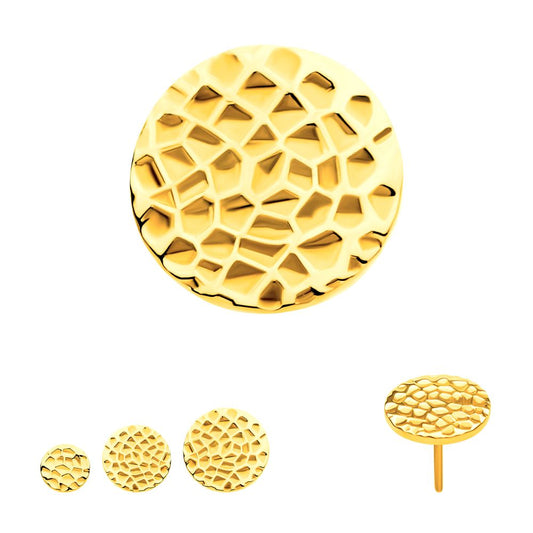 24Kt-Gold PVD Titanium Threadless Hammered Disk Top