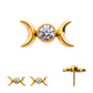 Titanium Threadless Bezel Set Round Gem/Opal Triple Moon Phase Top