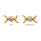Titanium Threadless Bezel Set Round Gem/Opal Triple Moon Phase Top