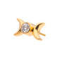Titanium Threadless Bezel Set Round Gem/Opal Triple Moon Phase Top